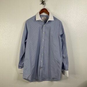 Hawes & Curtis Jermyn Street London Non-Iron Blue Striped Long Sleeve Shirt
